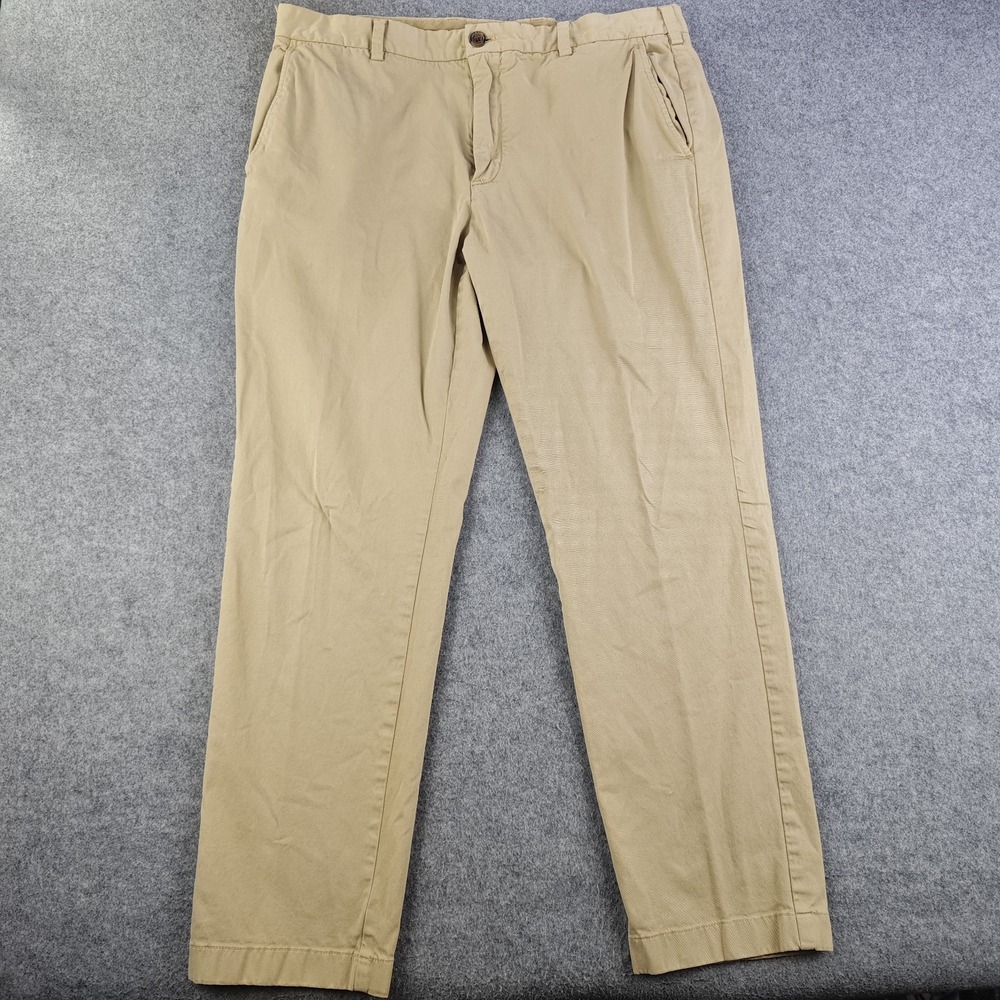 Brooks Brothers Red Fleece Pants Mens 38x30 Beige Chino Flat Front Stretch